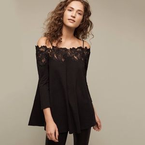 Anthropologie Meadow Rue Laceline Off-the-Shoulder Top in Black